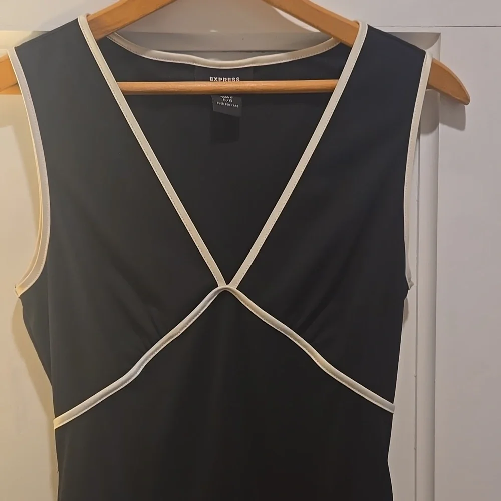Express Black Midi Dress with Cream Accents - Picture 3 of 12